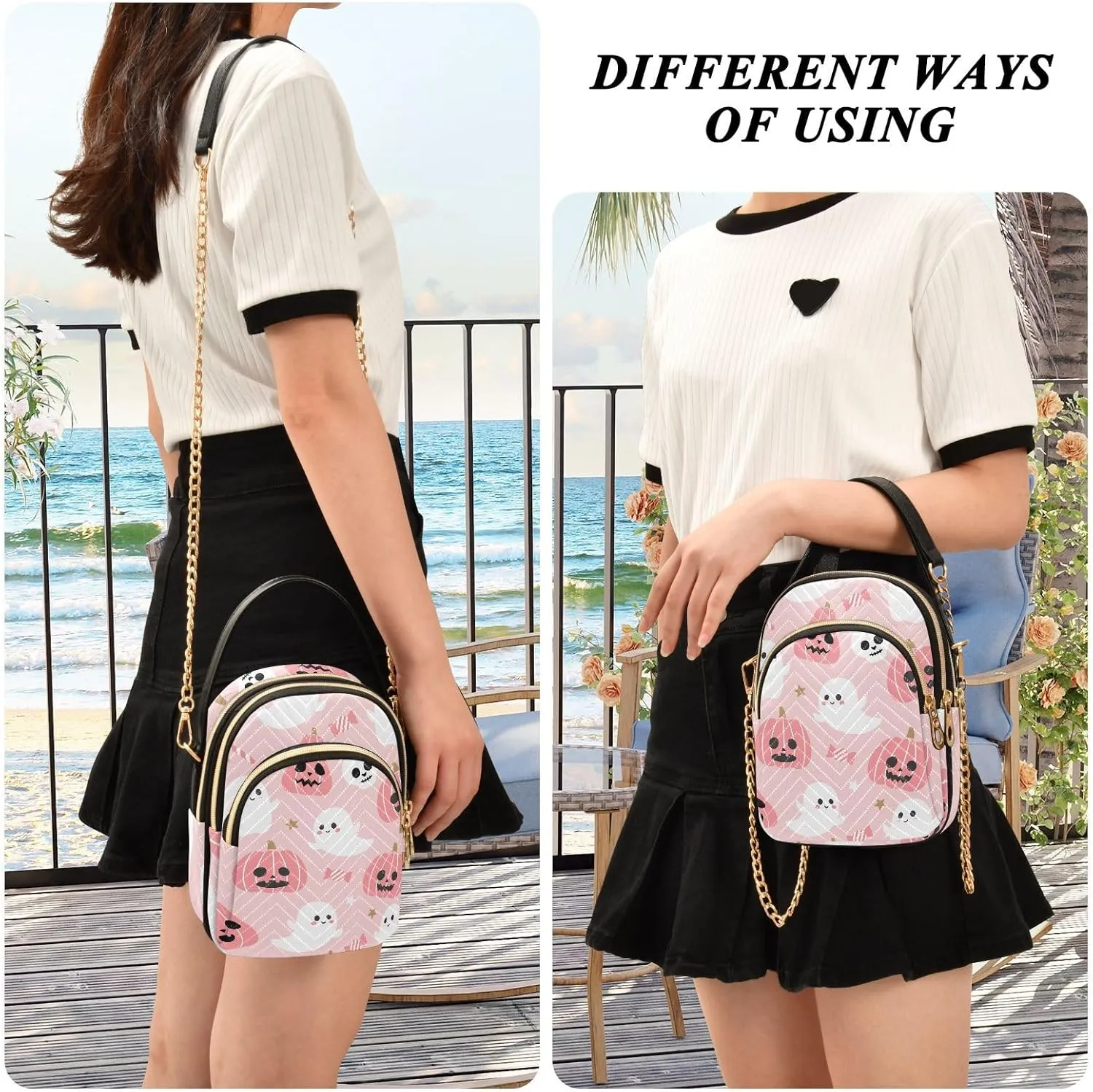 Small Cross body Bags for Women Quilted Crossbody Cell Phone Shoulder Purse Handbags Wallet Detachable Chain Bag