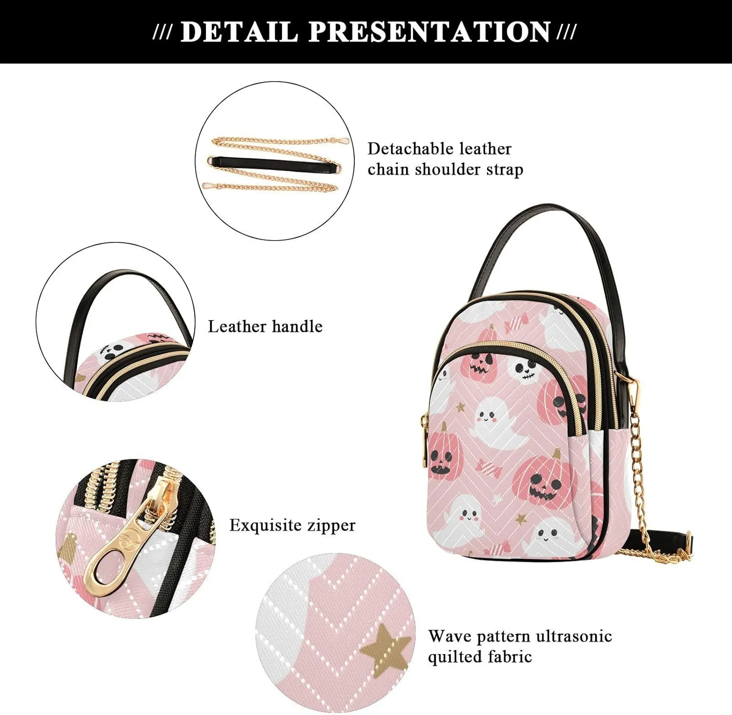 Small Cross body Bags for Women Quilted Crossbody Cell Phone Shoulder Purse Handbags Wallet Detachable Chain Bag