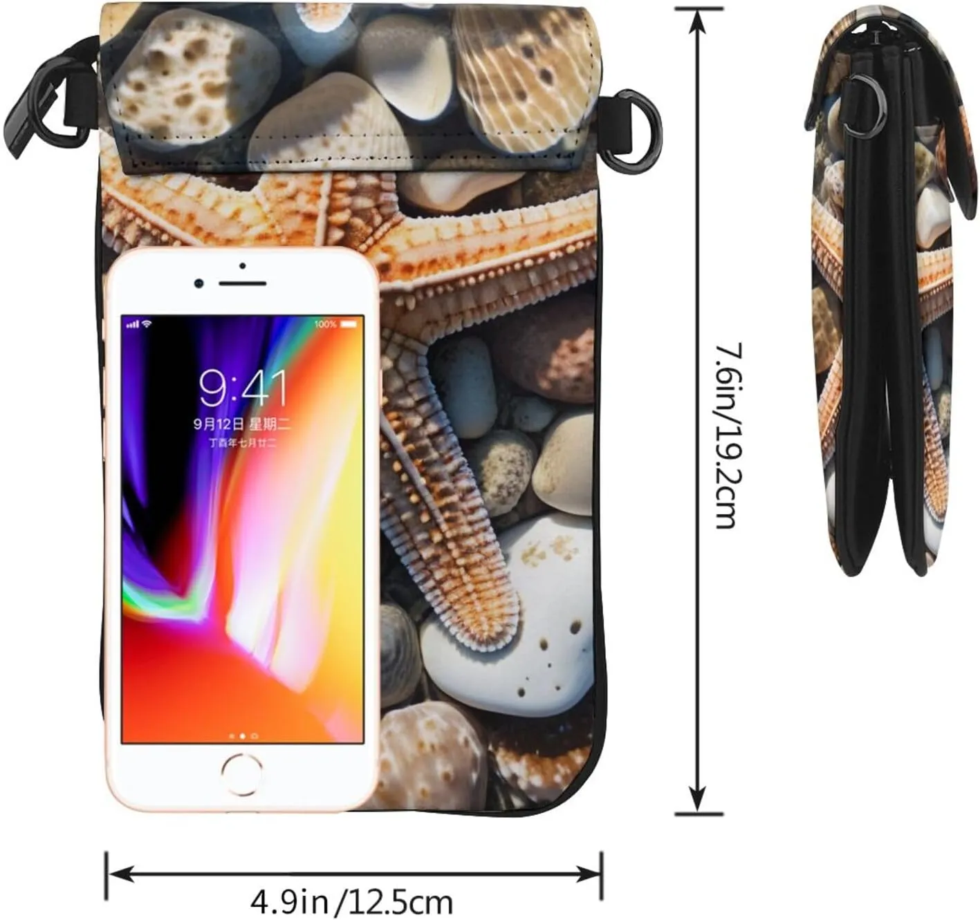 Small Crossbody Bags for Women,Leather Shoulder Bag for Cell Phone Purse with Strap and Hearts shape Printed