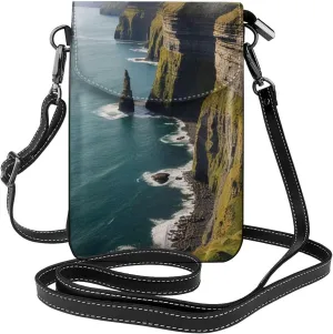 Small Crossbody Bags for Women,Leather Shoulder Bag for Cell Phone Purse with Strap and Tropical tree Printed