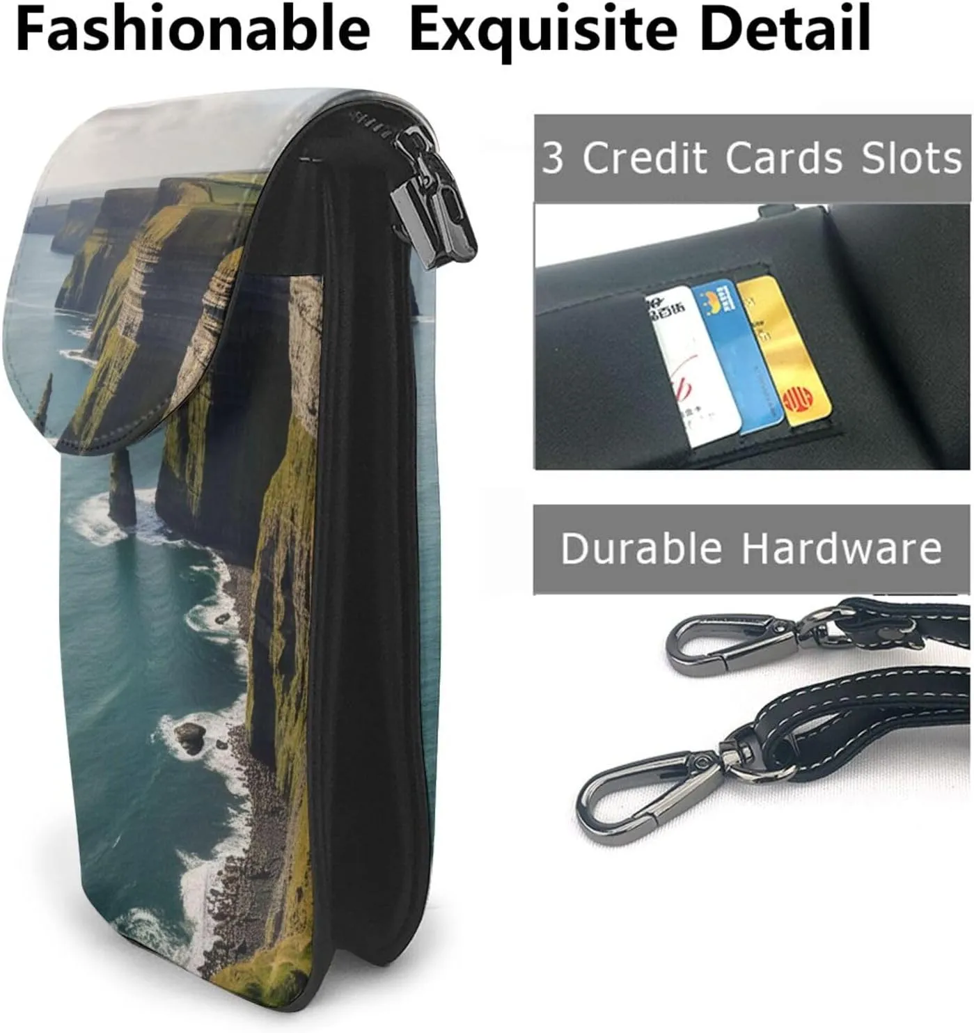 Small Crossbody Bags for Women,Leather Shoulder Bag for Cell Phone Purse with Strap and Tropical tree Printed