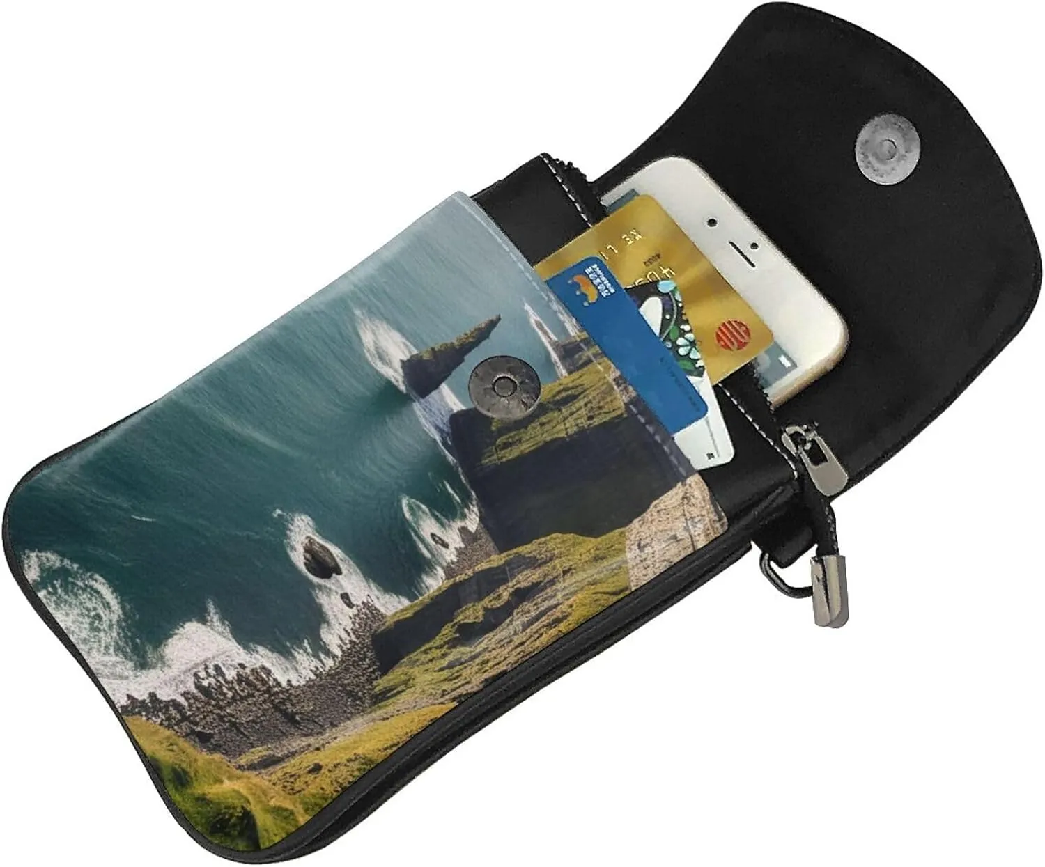 Small Crossbody Bags for Women,Leather Shoulder Bag for Cell Phone Purse with Strap and Tropical tree Printed