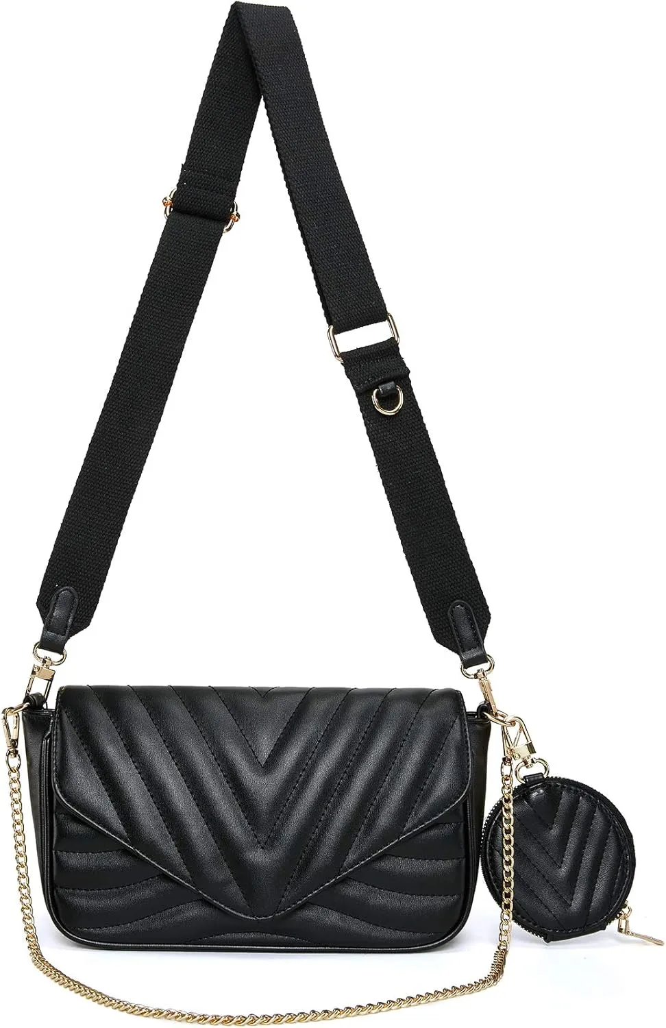 Small Quilted Crossbody Bag Women Multi Pochette Stylish Designer Purse Handbag with Coin Purse including 2 Size Bag
