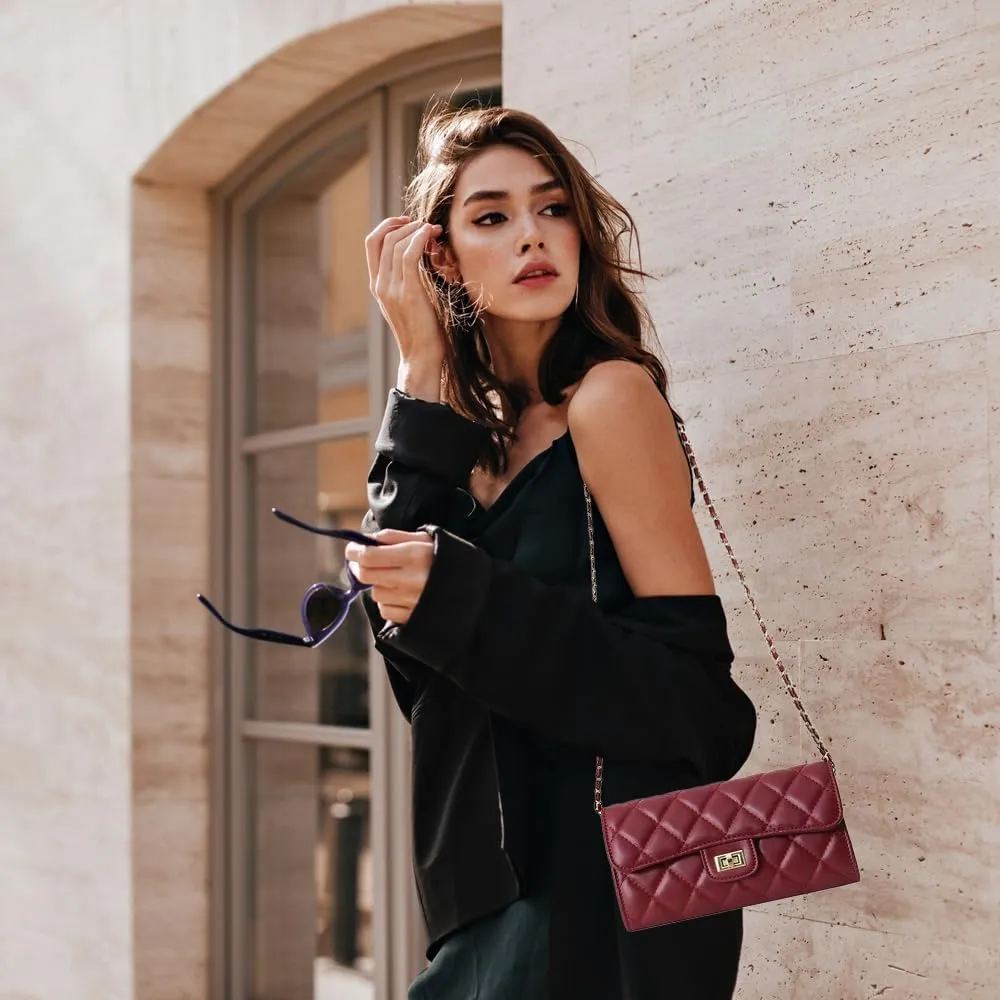 Small Quilted Crossbody Bags for Women Small Purses Cell Phone Purse Clutch Handbags with Chain Shoulder Strap