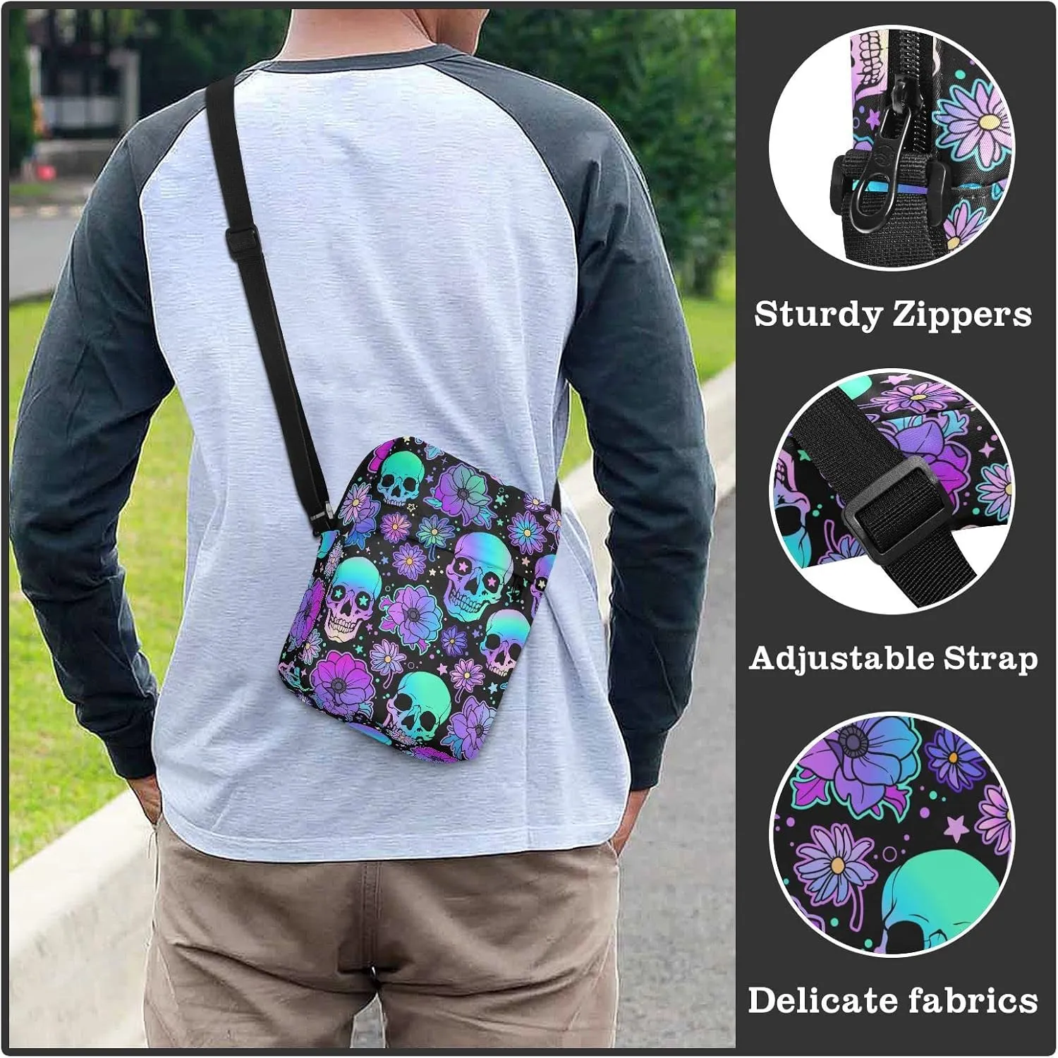 Small Shoulder Messenger Bags Women and Men Mini Adjustable Crossbody Handbag