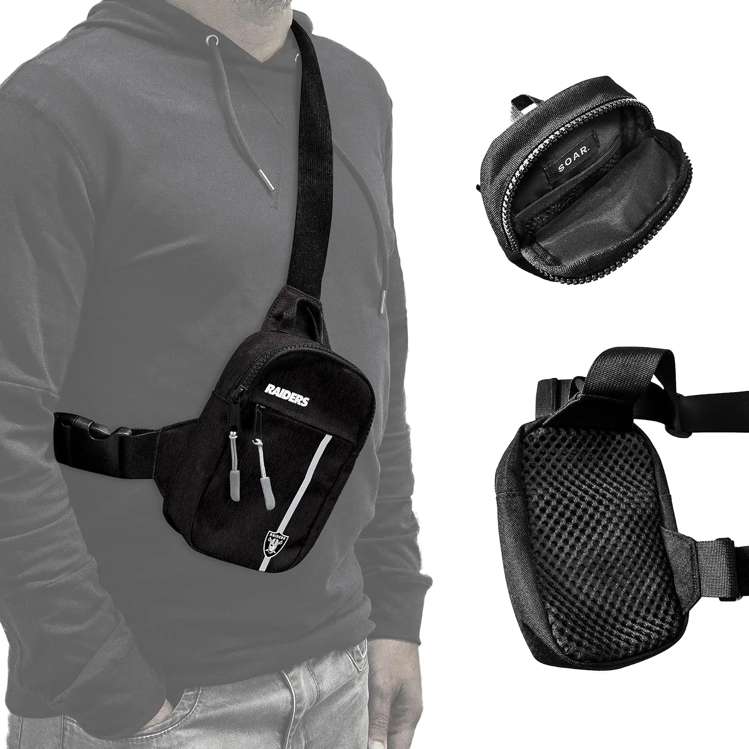 SOAR Unisex Crossbody Tech Adjustable Strap Travel Backpack Officially Licensed NFL, Mini Sling Bag
