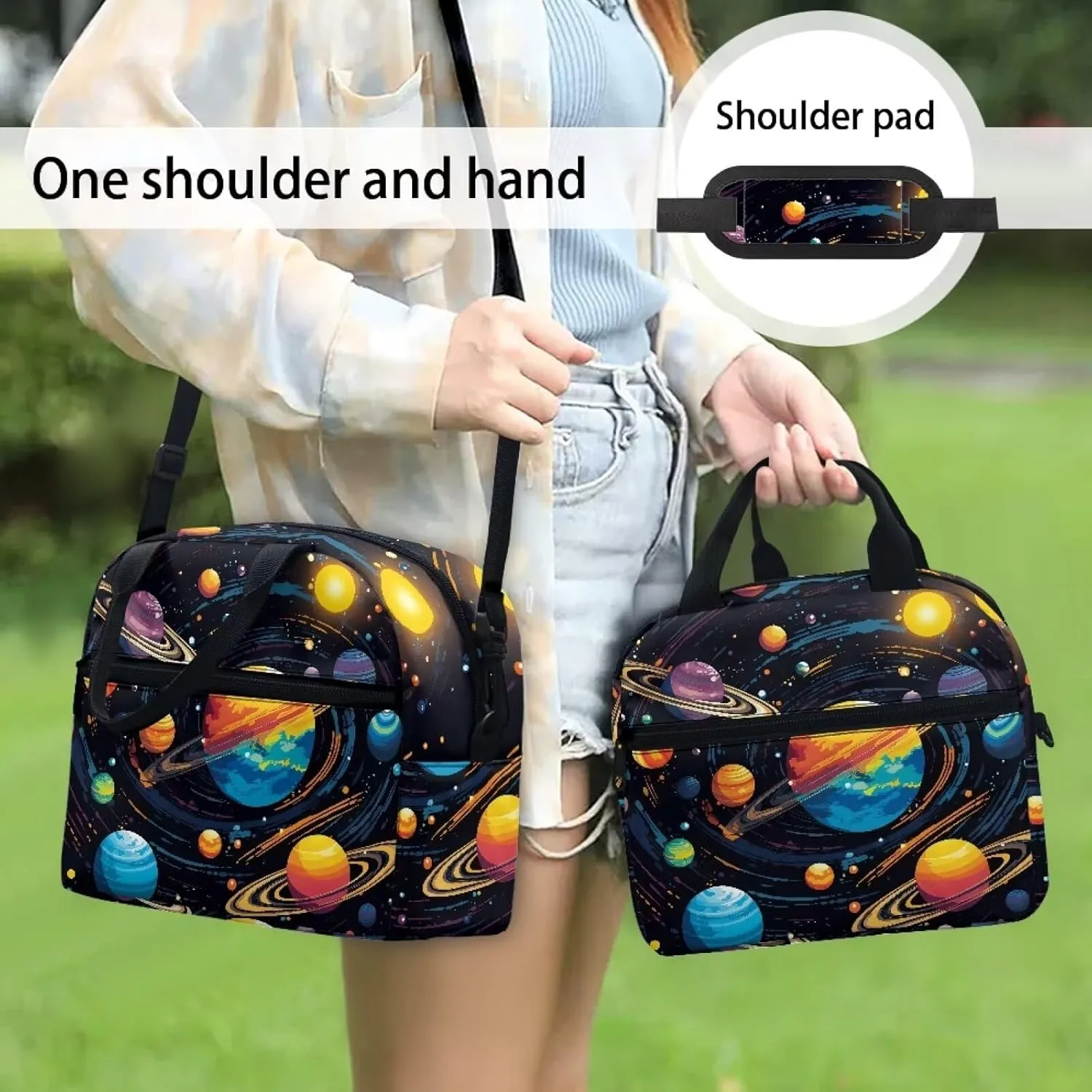 Solar System Planets Lunch Bag for Girls & Boys Space Galaxy Lunch Box Reusable Insulated Lunch Tote Bag Leakproof Cooler Sack Food Handbags Case,Perfect for Back to School Work Travel