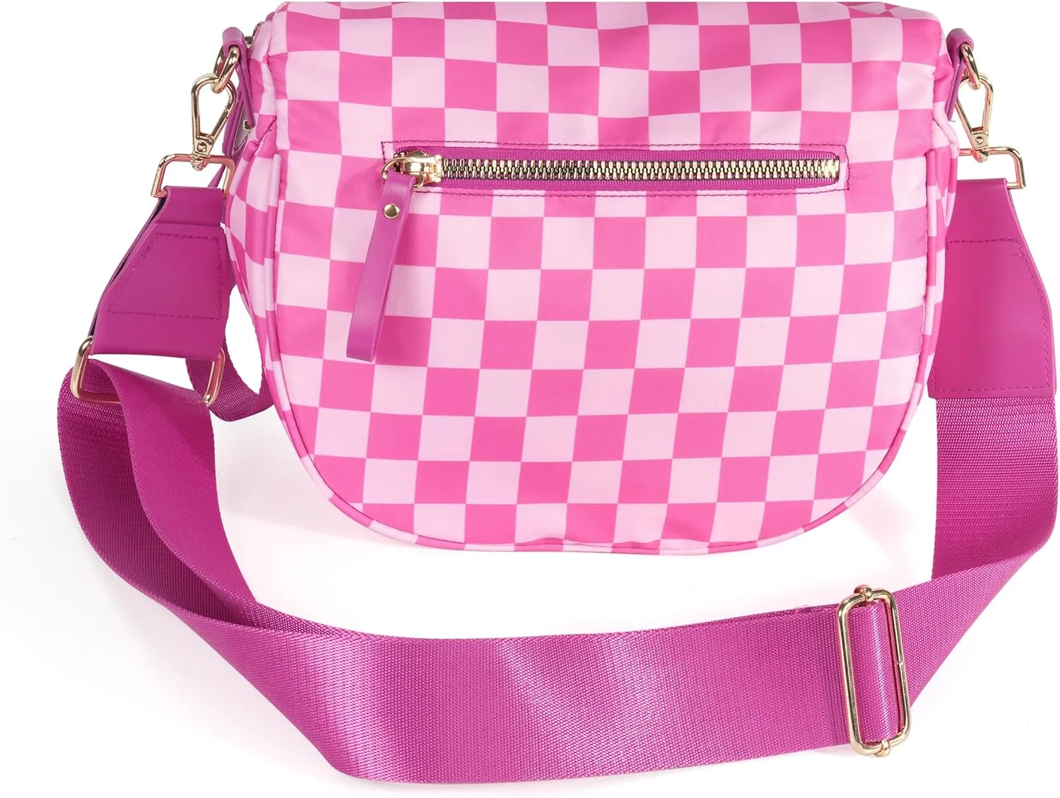 Spacious Checkered Nylon Crossbody Bag Bum Bag Checkered Handbags Wallets for Women