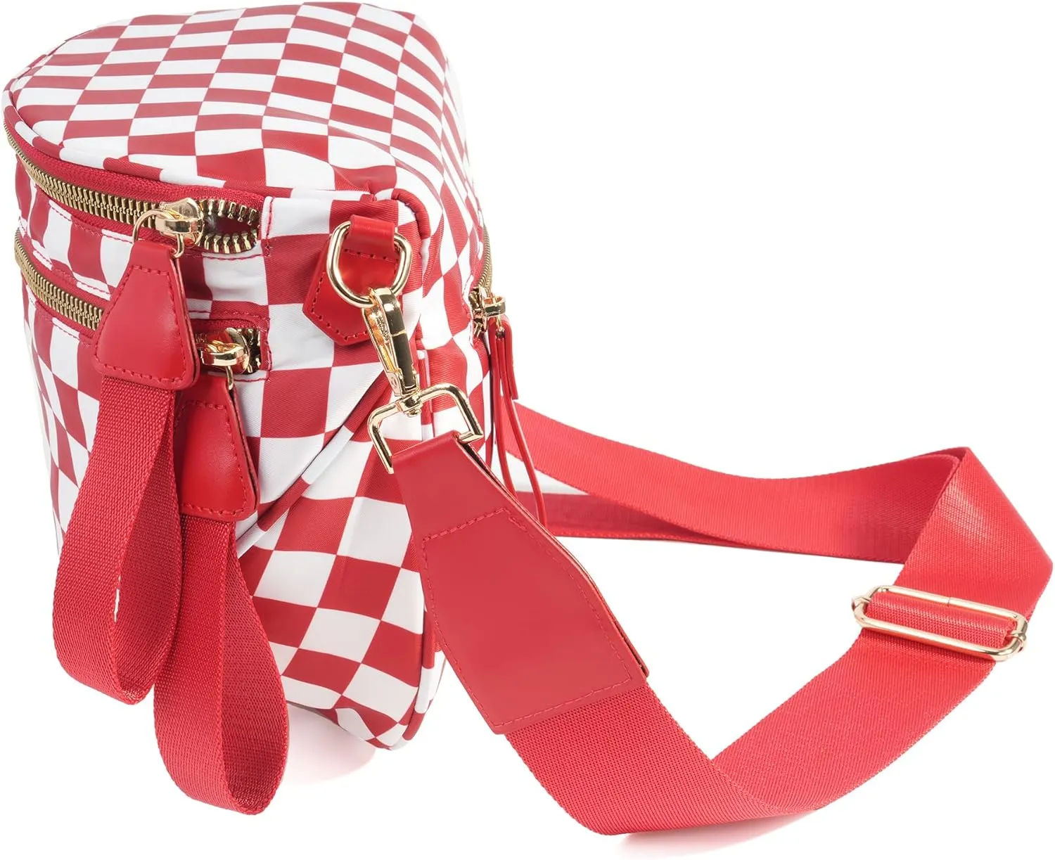 Spacious Checkered Nylon Crossbody Bag Bum Bag Checkered Handbags Wallets for Women