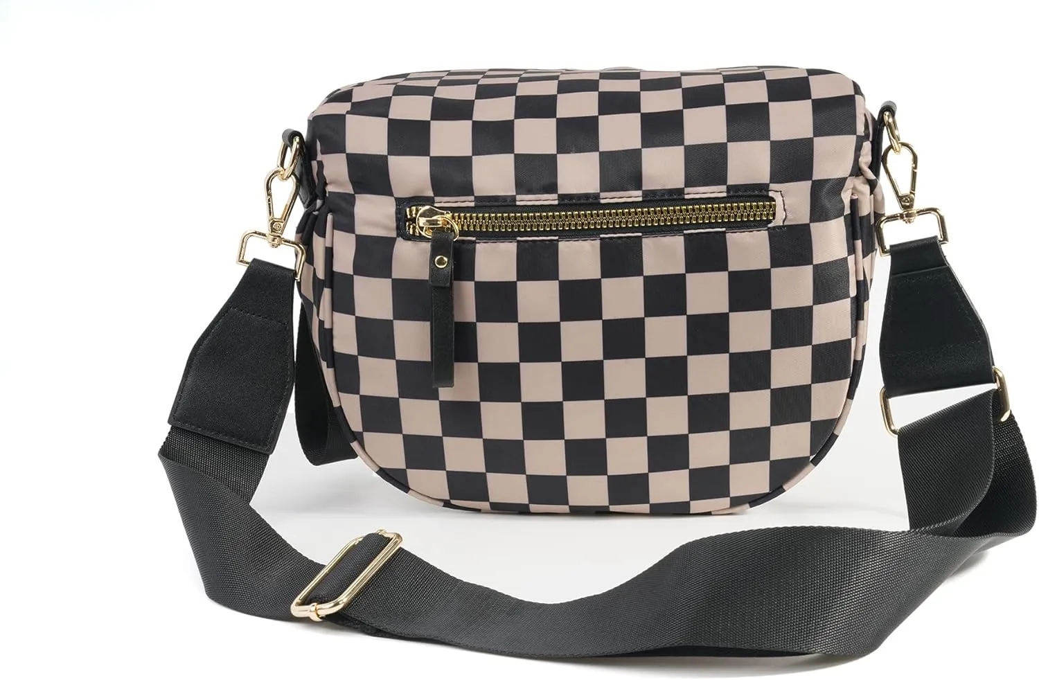 Spacious Checkered Nylon Crossbody Bag Bum Bag Checkered Handbags Wallets for Women