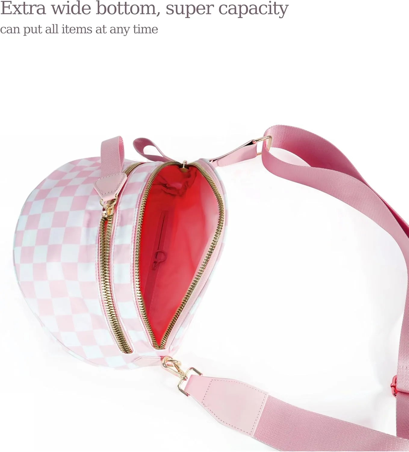 Spacious Checkered Nylon Crossbody Bag Bum Bag Checkered Handbags Wallets for Women