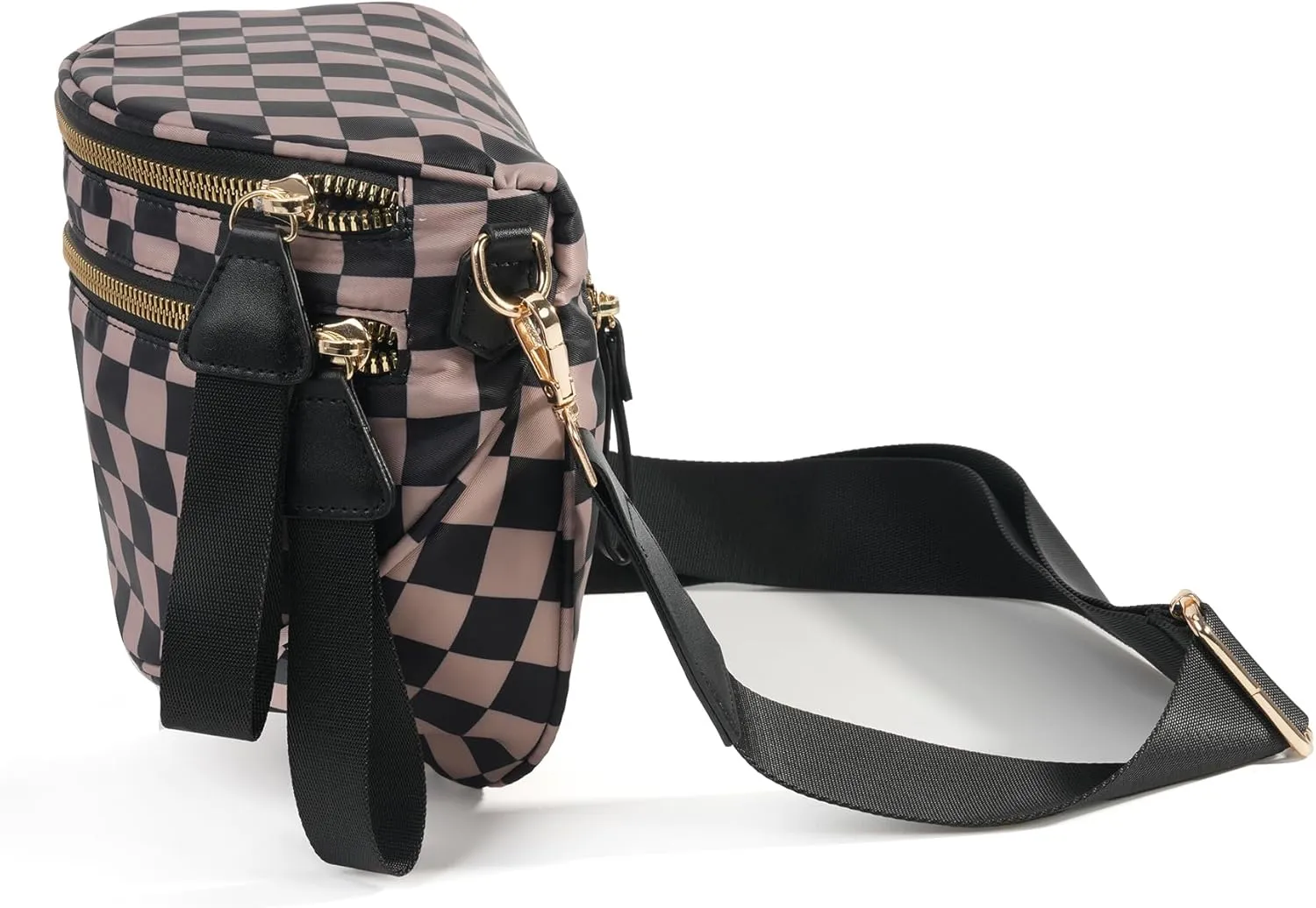 Spacious Checkered Nylon Crossbody Bag Bum Bag Checkered Handbags Wallets for Women