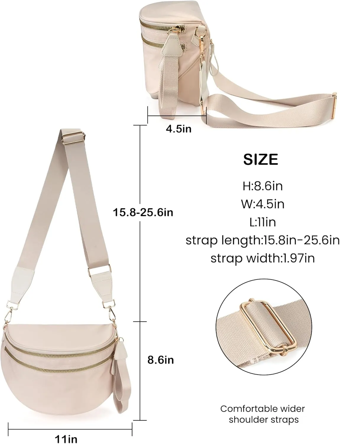 Spacious Nylon Crossbody Bag Bum Bag Handbags Wallets Purses Trendy Shoulder Bag for Women