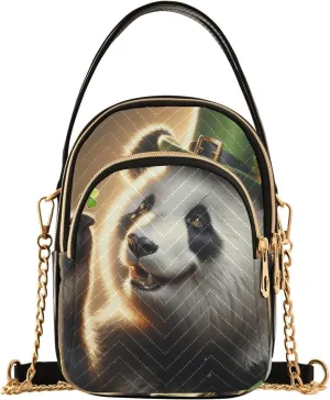 St. Patrick¡¯s Day Panda Crossbody Bags for Women Quilted Shoulder Bag Handbag with Chain Strap Fortunate Panda Trendy Cross Body Cell Phone Crossbody Purses for Travel Women