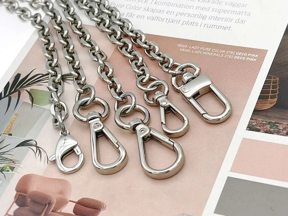 Stainless Steel Purse Chain Strap Wallet Chain - Diamond Cut Silver Bag Chain