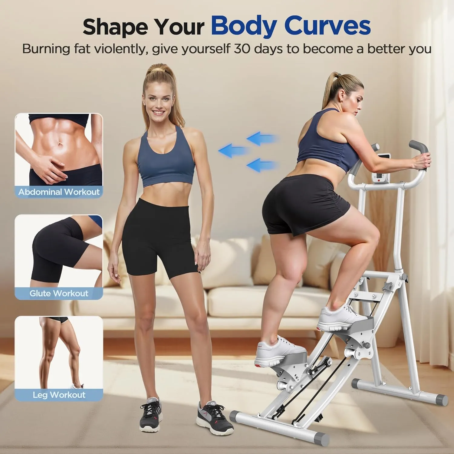 Stair Stepper for Home Gym Exercise, Stair Climber for Full Body Workout with Adjustable Handlebar & Pedals, Compact Foldable Vertical Cardio Exercise Climber with LCD Display