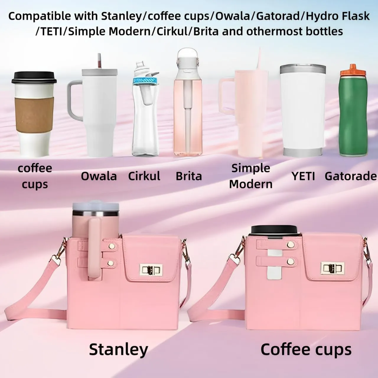 Stanley Cup Purse Crossbody Bag with Sports Outdoor Portable Crossbody Water Cup Storage Bag Water Bottle Holder for Stanley