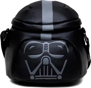 Star Wars Vegan Leather Crossbody Backpack for Men and Women with Adjustable Strap, Figural Darth Vader Helmet, Black