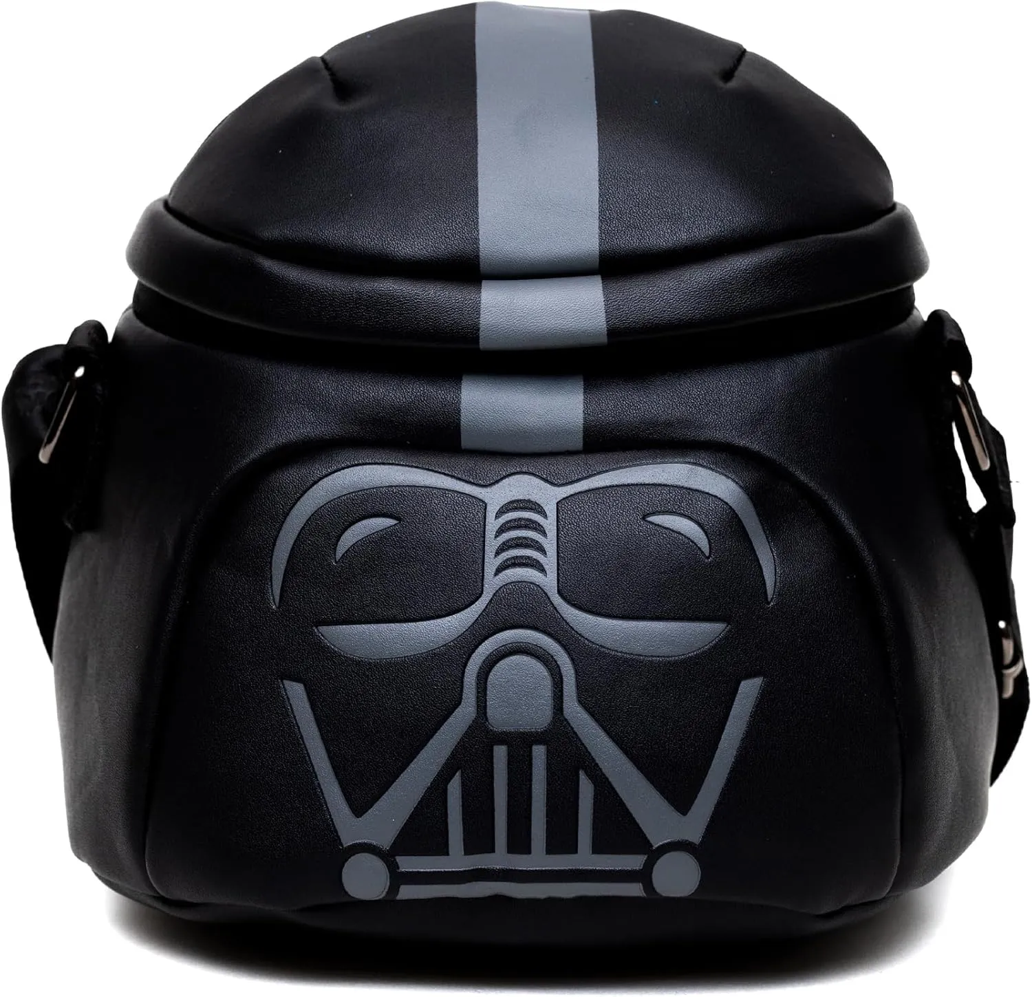 Star Wars Vegan Leather Crossbody Backpack for Men and Women with Adjustable Strap, Figural Darth Vader Helmet, Black