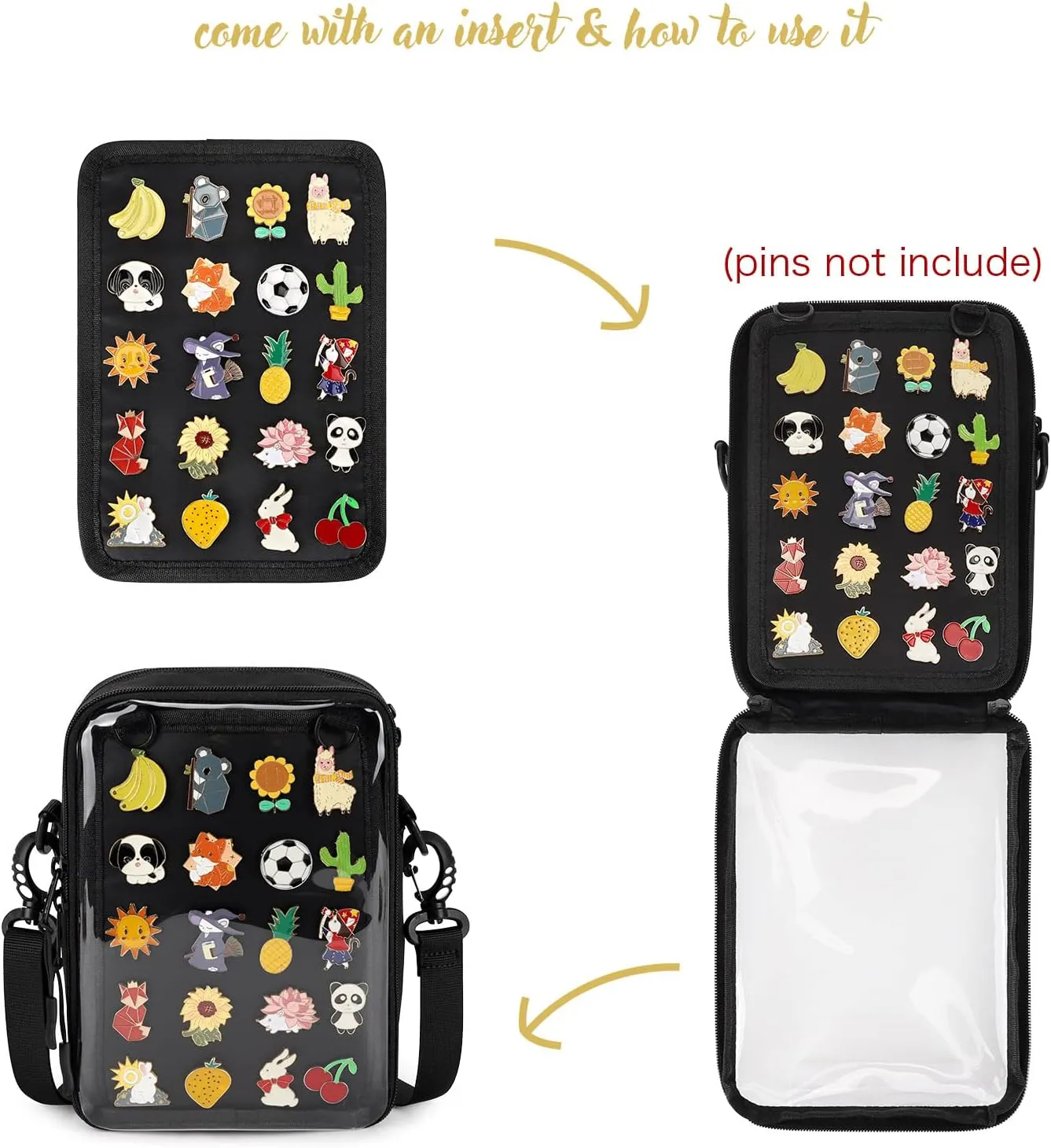 STEAMEDBUN Ita Bag Crossbody Small Pin Display Bag with Insert