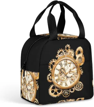 Steampunk Style Clocks Reusable Lunch Bag Insulated Tote Box Cooler Food Handbags Case For Women Men 22 * 20 * 13cm