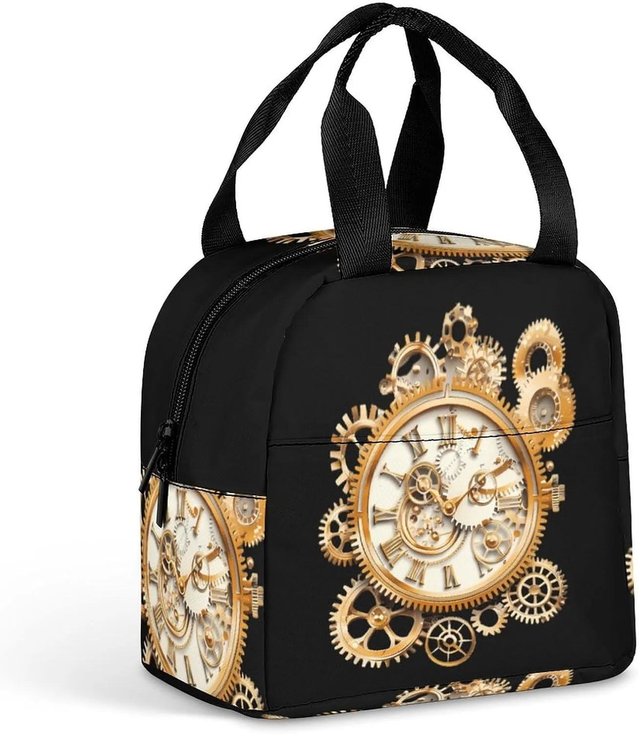 Steampunk Style Clocks Reusable Lunch Bag Insulated Tote Box Cooler Food Handbags Case For Women Men 22 * 20 * 13cm