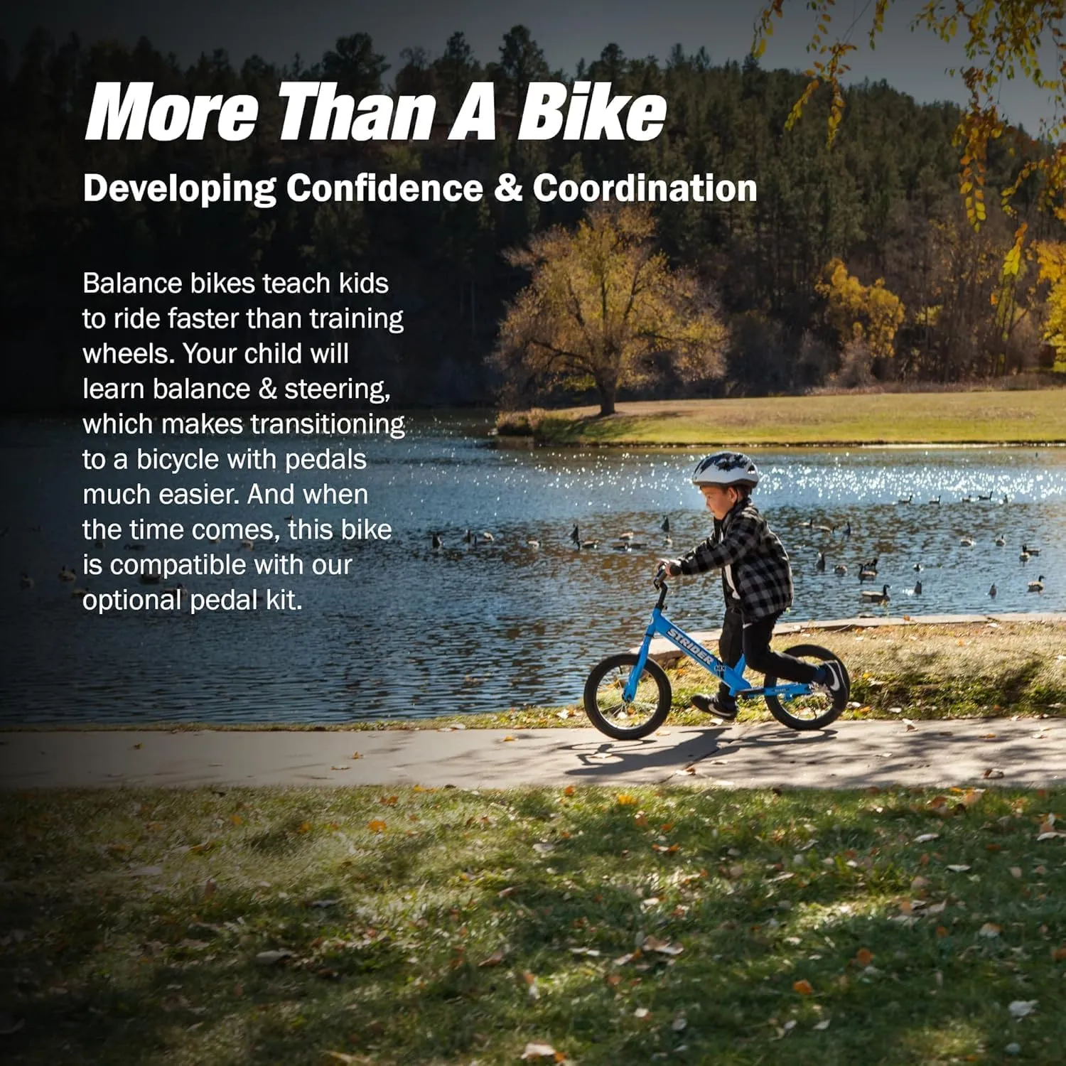 Strider 14x,- Balance Bike for Kids 3 to 6 Years - Includes Kid-Size Grips, Padded Seat, Performance Footrest & All-Purpose Tires - Easy Assembly & Adjustments