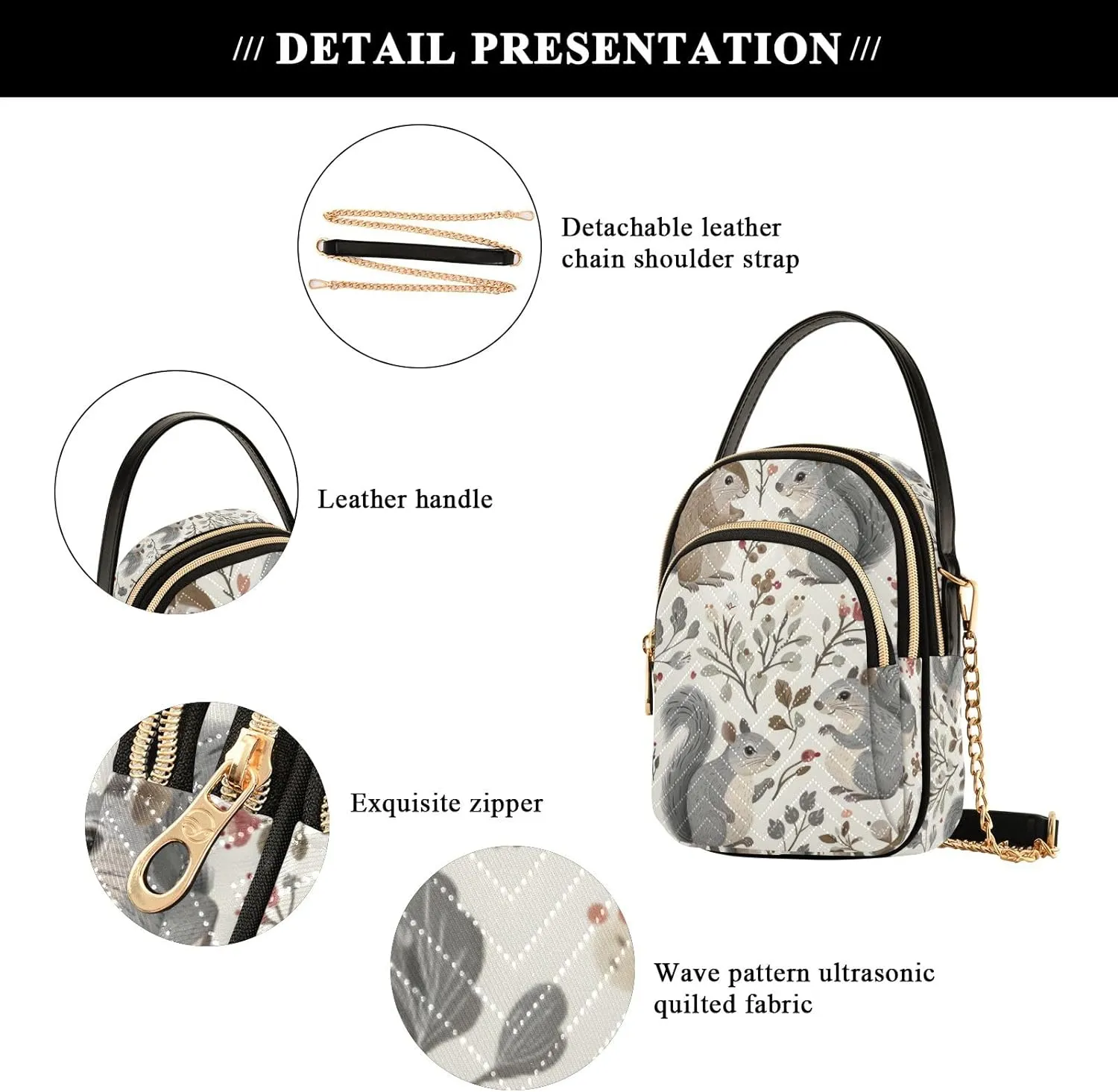 SUABO Crossbody Bag for Women, Cute Phone Purse Detachable Chain Bag Shoulder Handbag Wallet