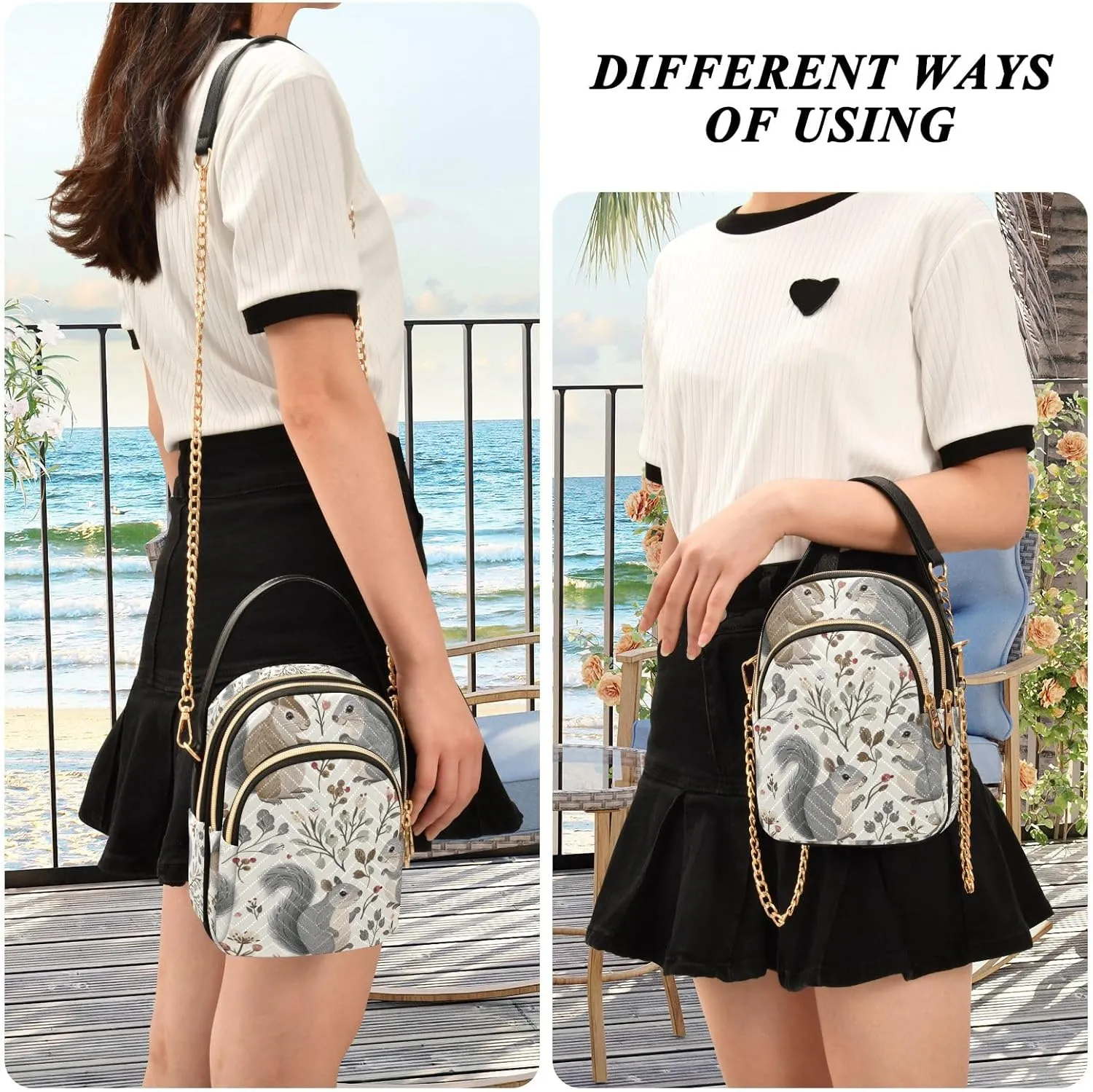 SUABO Crossbody Bag for Women, Cute Phone Purse Detachable Chain Bag Shoulder Handbag Wallet