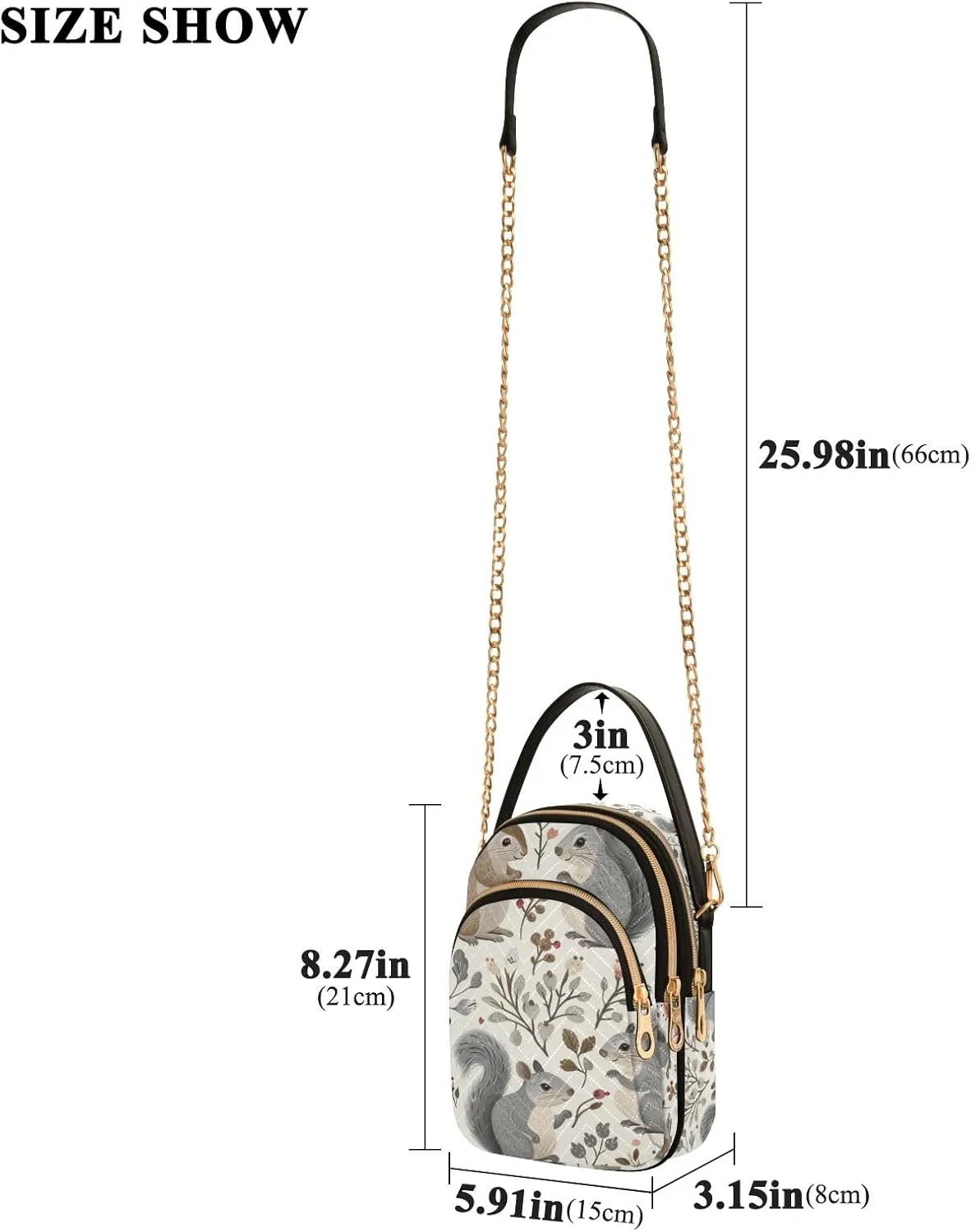 SUABO Crossbody Bag for Women, Cute Phone Purse Detachable Chain Bag Shoulder Handbag Wallet