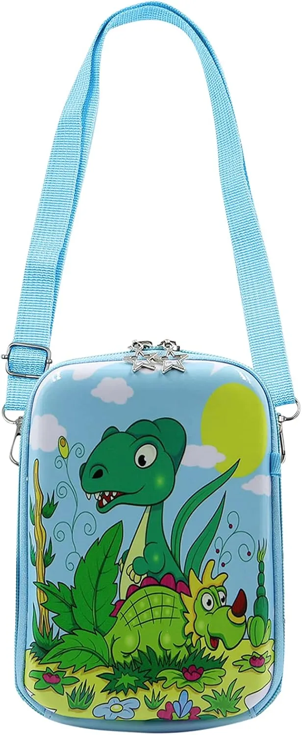 Suillty Kids Cute Dinosaur Small Crossbody Purse Shoulder Bag Waterproof Cell Phone Wallet Pouch for Boys Girls