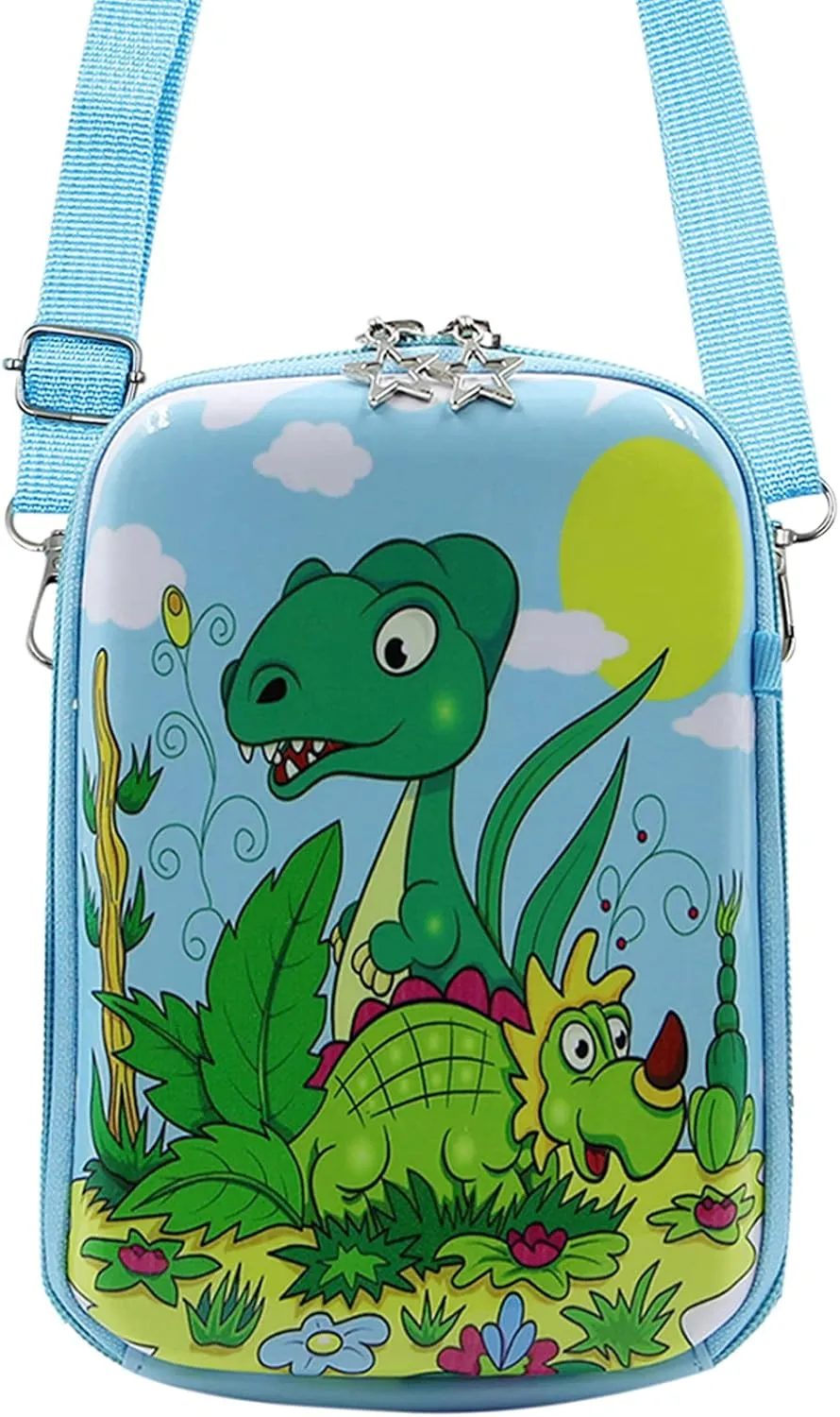 Suillty Kids Cute Dinosaur Small Crossbody Purse Shoulder Bag Waterproof Cell Phone Wallet Pouch for Boys Girls