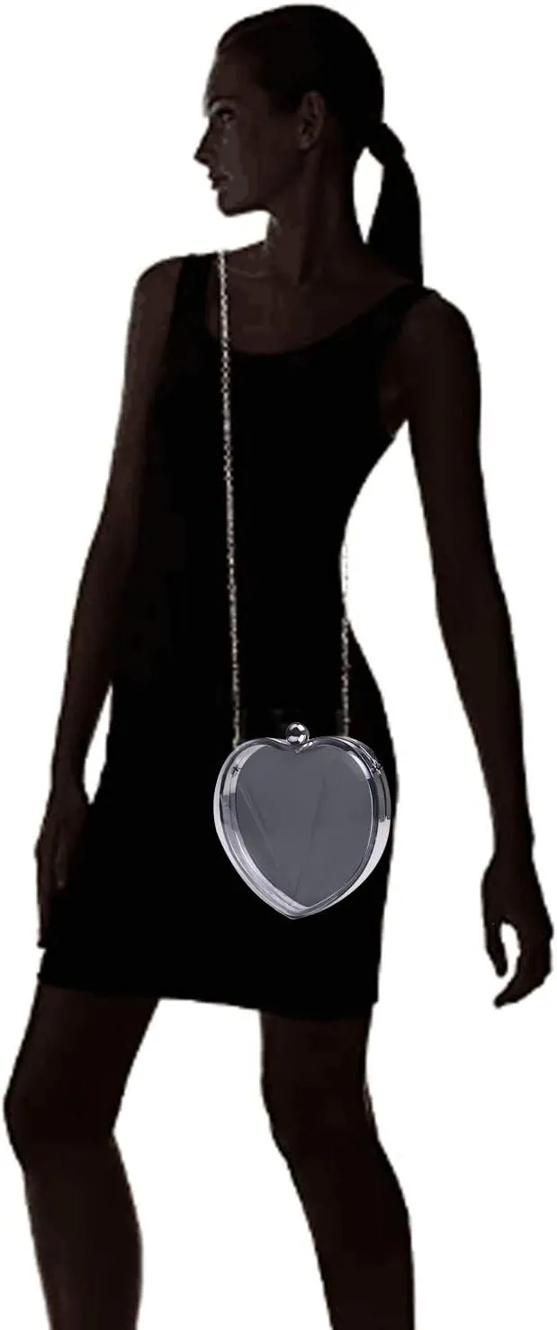 SUKUTU Womens Heart Shape Evening Bag Purse Velvet Party Tote Mini Handbag Clutch Chain Clear Shoulder Bag