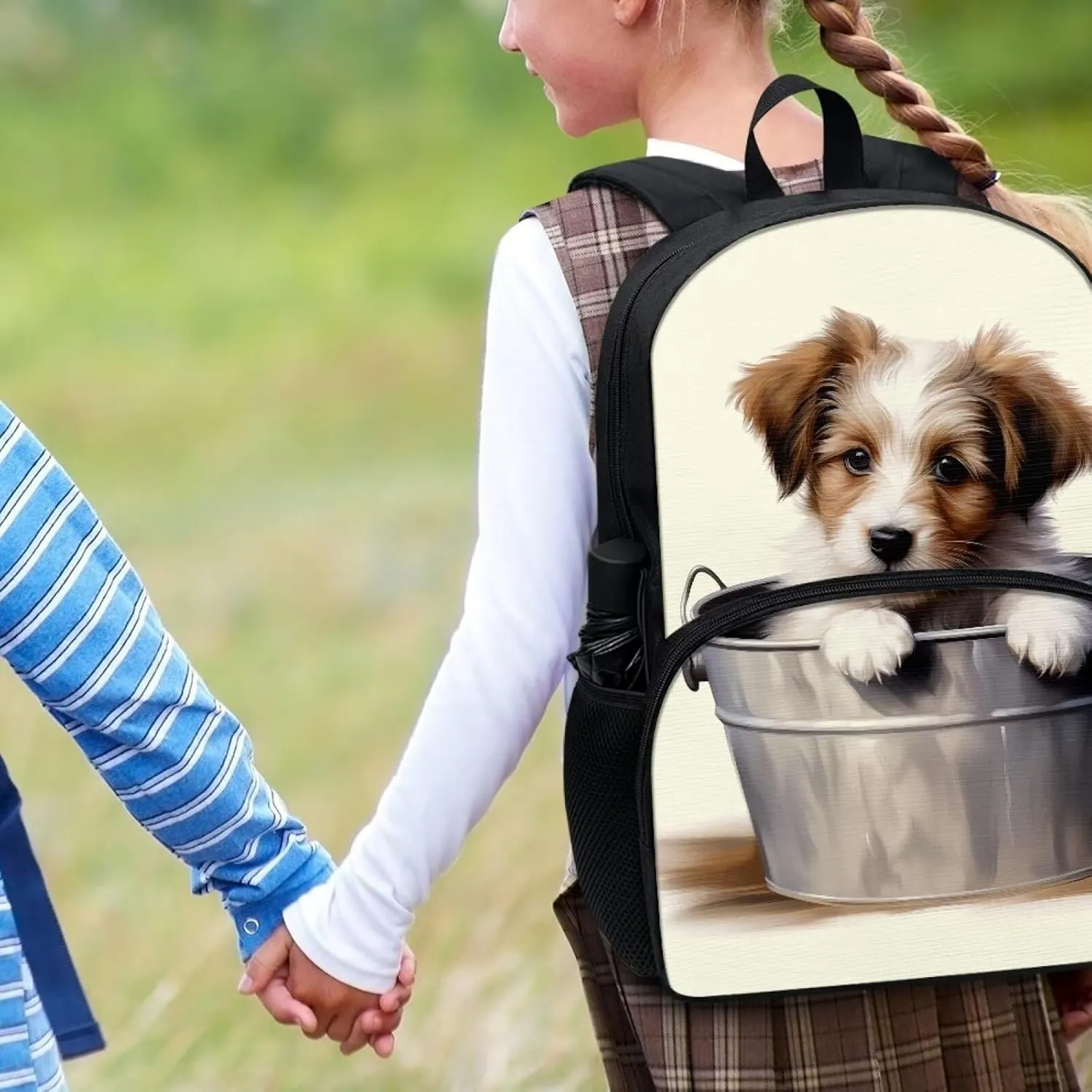 Suobstales Funny Gully Terrier Print Backpack for Girls Boys Travel Lightweight Backpack Laptop Backpacks Casual Shoulders Bag School Bag with Zippe Pocket