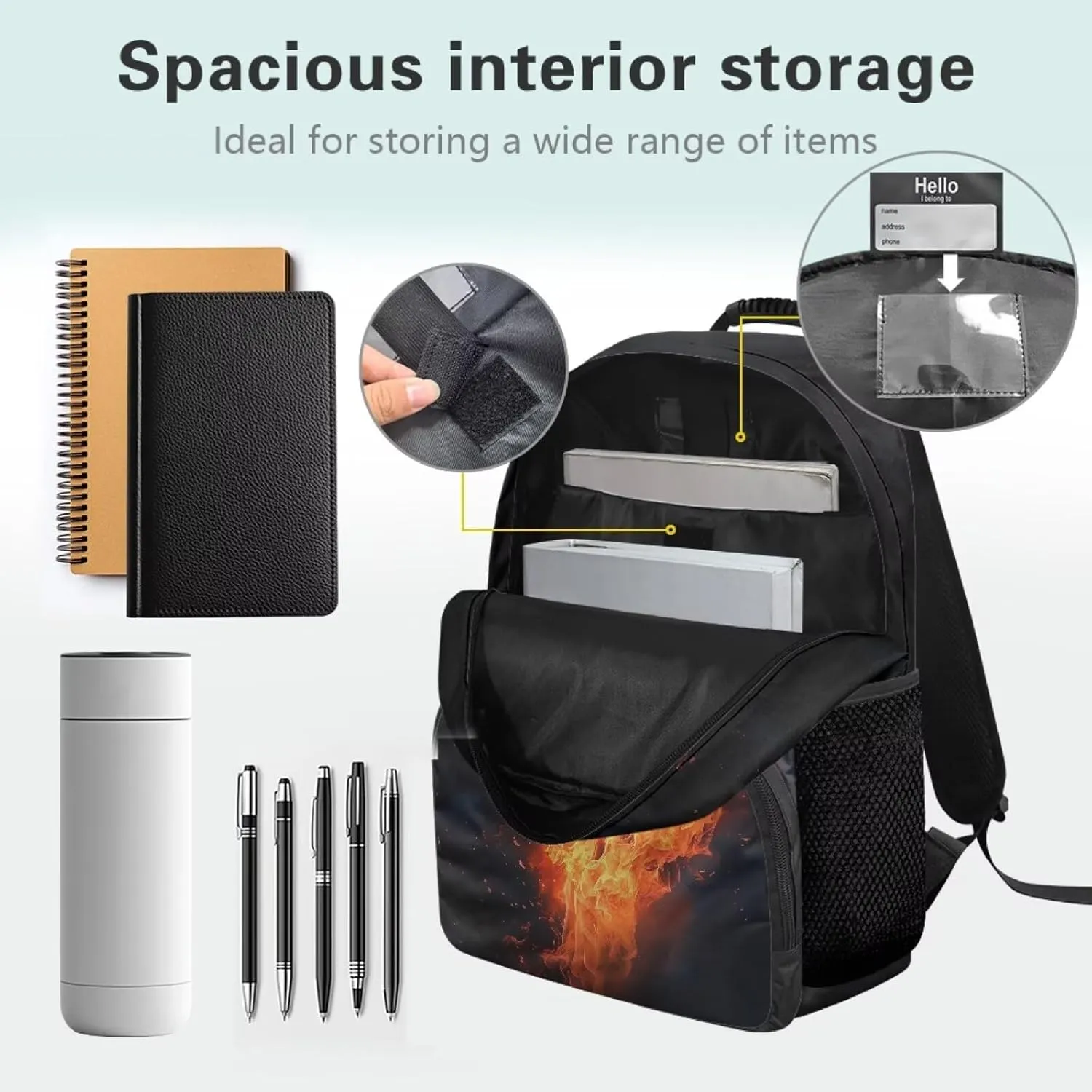 Suobstales Horse Fire Print Kids School Backpack for Boys Gilrs Kindergarten Primary School Backpacks Teens Bookbag Casual Travel Daypack Junior School Student Bag
