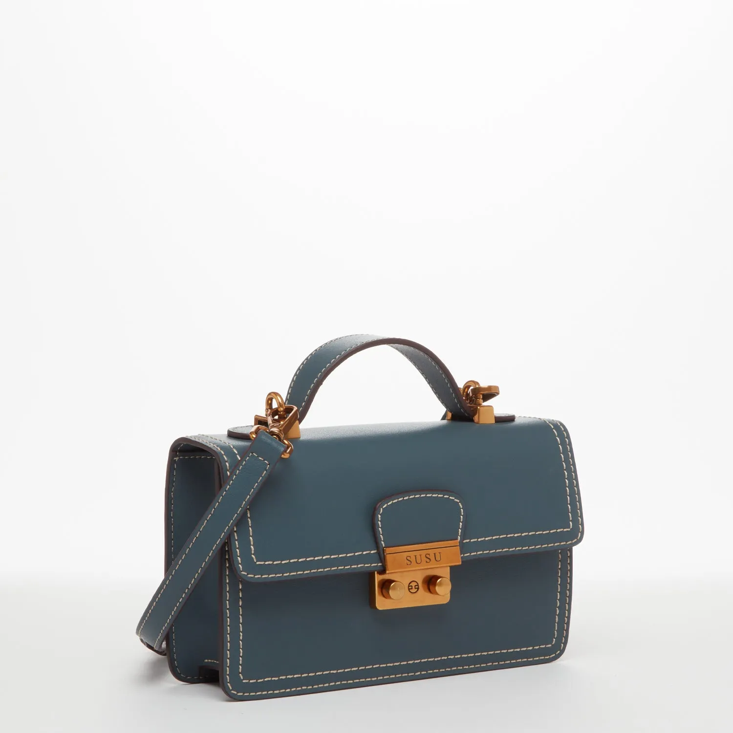 SUSU Leather Blue Purse Small Crossbody Bag Cute Women's Handbag