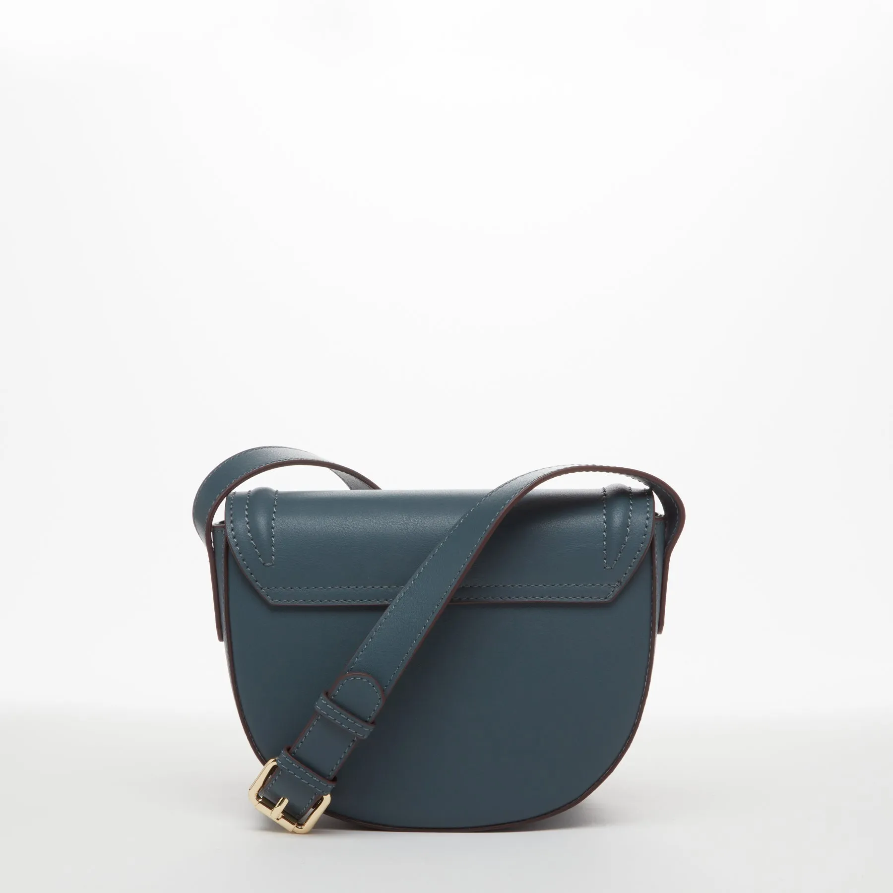 SUSU Leather Saddle Bag Blue Crossbody Purse Women's Handbag