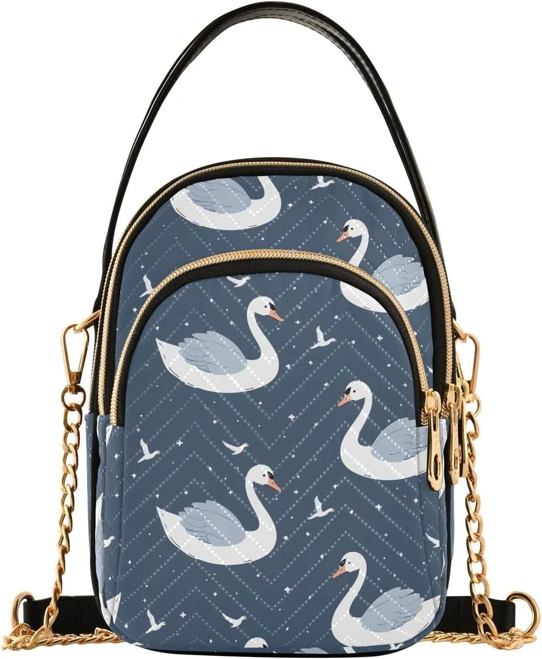 Swan Bird Navy Blue Crossbody Bag for Women Mini Cell Phone Purse Women's Shoulder Handbag