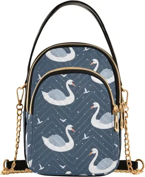 Swan Bird Navy Blue Crossbody Bag for Women Mini Cell Phone Purse Women's Shoulder Handbag