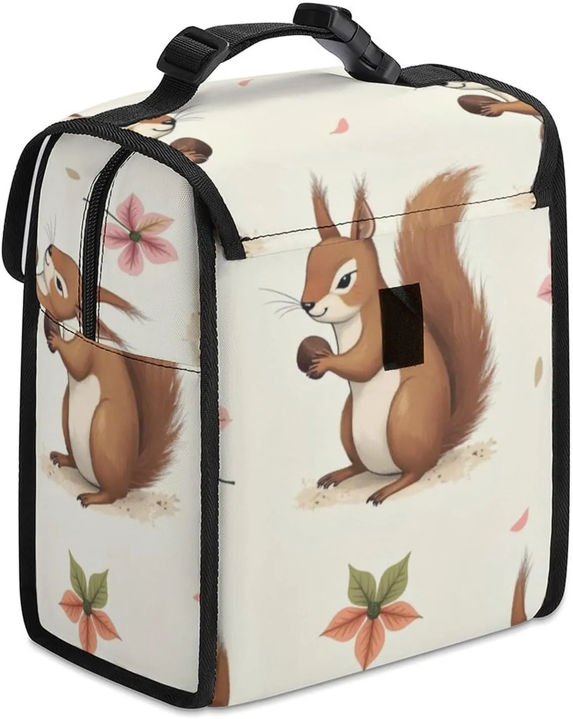 SWEET TANG Cute Reusable Lunch Bag with Buckle - Insulated Washable Work Office Lunch Handbags Compatible with Cute Fluffy Squirrels And Nuts for Women Men