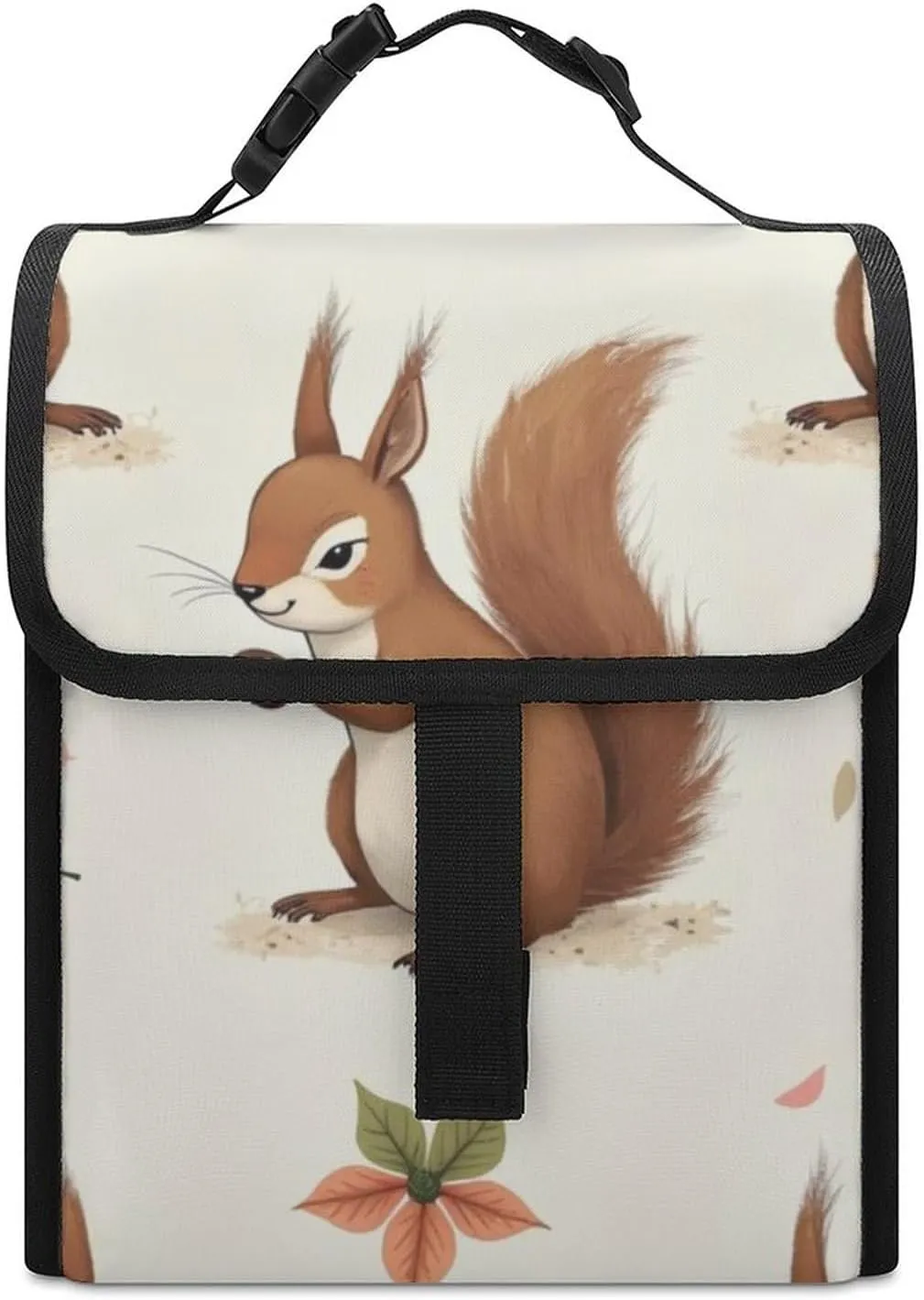 SWEET TANG Cute Reusable Lunch Bag with Buckle - Insulated Washable Work Office Lunch Handbags Compatible with Cute Fluffy Squirrels And Nuts for Women Men