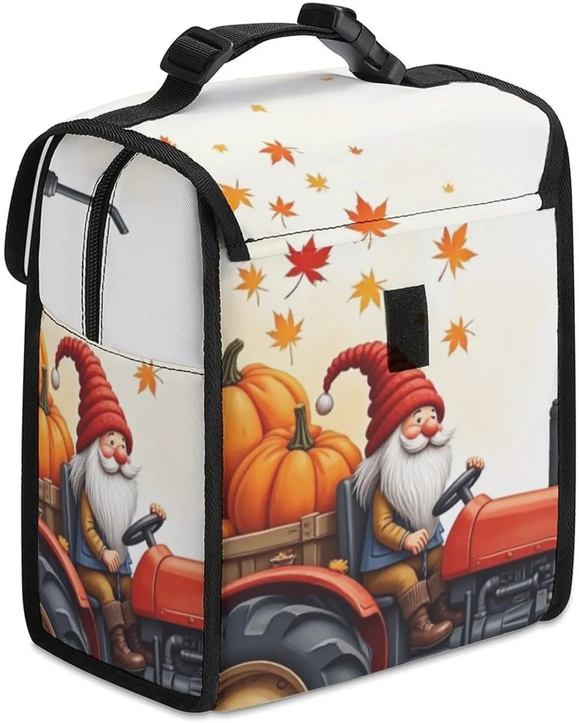 SWEET TANG Cute Reusable Lunch Bag with Buckle - Insulated Washable Work Office Lunch Handbags Compatible with Fall Thanksgiving Gnome for Women Men