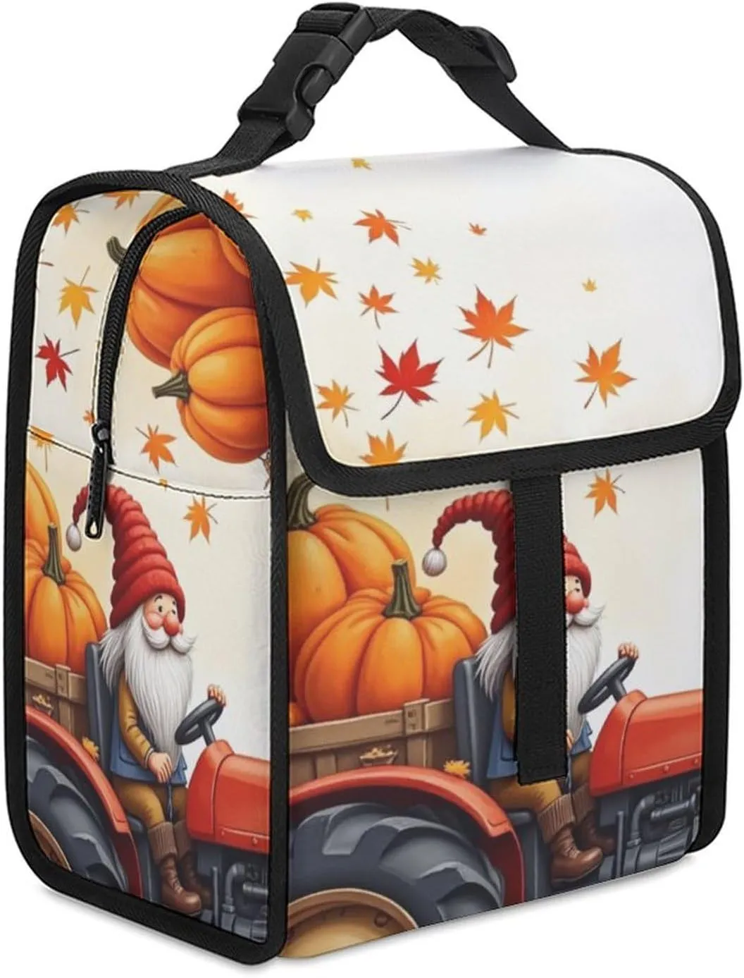 SWEET TANG Cute Reusable Lunch Bag with Buckle - Insulated Washable Work Office Lunch Handbags Compatible with Fall Thanksgiving Gnome for Women Men