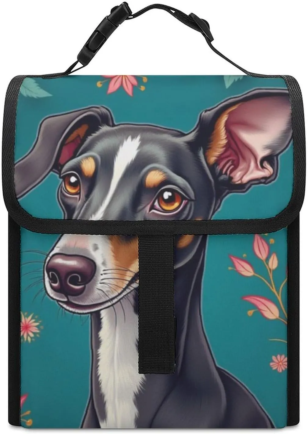 SWEET TANG Cute Reusable Lunch Bag with Buckle - Insulated Washable Work Office Lunch Handbags Compatible with Italian Greyhound for Women Men