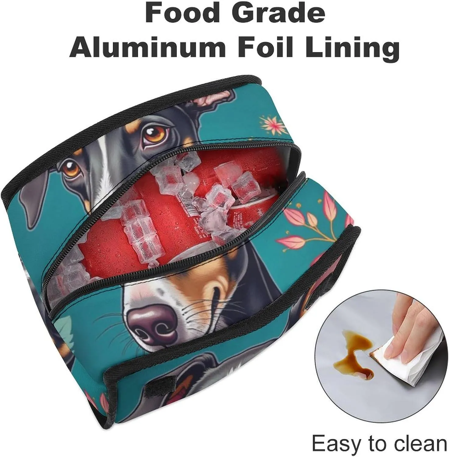 SWEET TANG Cute Reusable Lunch Bag with Buckle - Insulated Washable Work Office Lunch Handbags Compatible with Italian Greyhound for Women Men