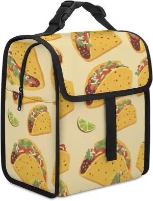 SWEET TANG Cute Reusable Lunch Bag with Buckle - Insulated Washable Work Office Lunch Handbags Compatible with Mexican Taco for Women Men