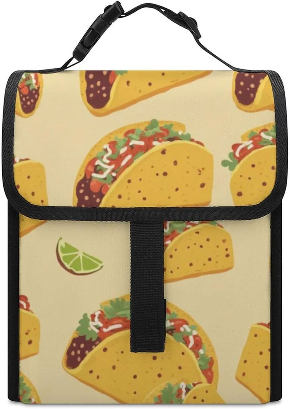 SWEET TANG Cute Reusable Lunch Bag with Buckle - Insulated Washable Work Office Lunch Handbags Compatible with Mexican Taco for Women Men