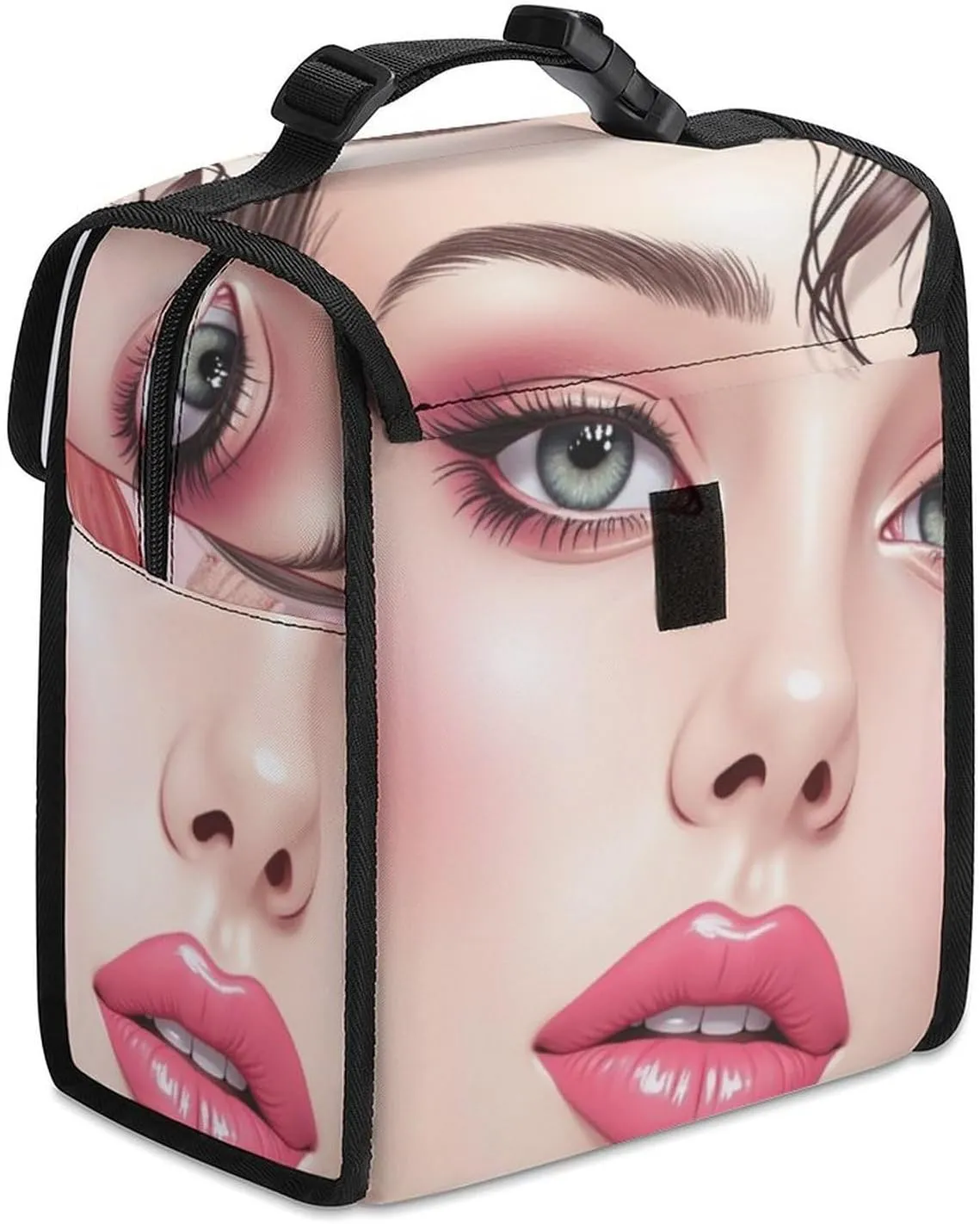 SWEET TANG Cute Reusable Lunch Bag with Buckle - Insulated Washable Work Office Lunch Handbags Compatible with Modern Lady Cosmetic Lipstick for Women Men
