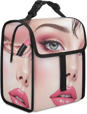 SWEET TANG Cute Reusable Lunch Bag with Buckle - Insulated Washable Work Office Lunch Handbags Compatible with Modern Lady Cosmetic Lipstick for Women Men