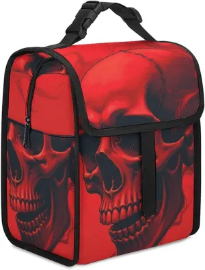 SWEET TANG Cute Reusable Lunch Bag with Buckle - Insulated Washable Work Office Lunch Handbags Compatible with Red Skull for Women Men